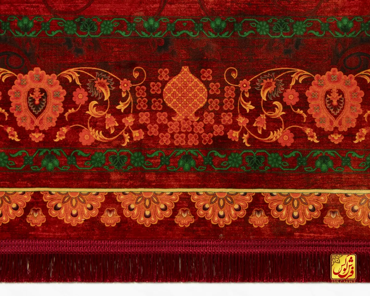 فرش ابریشم ماشینی A1039 سبز لاکی - تصویر 4