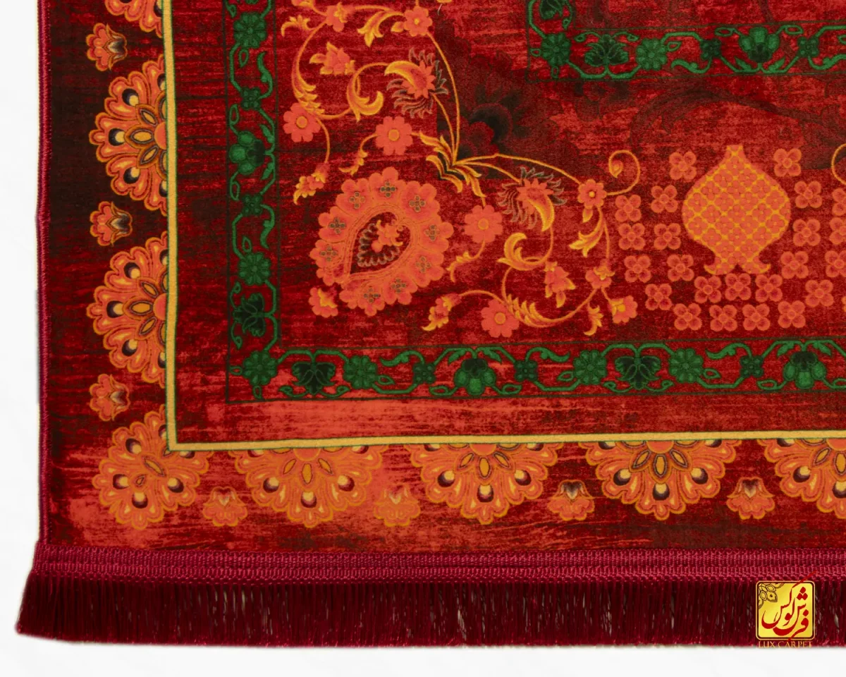 فرش ابریشم ماشینی A1039 سبز لاکی - تصویر 5