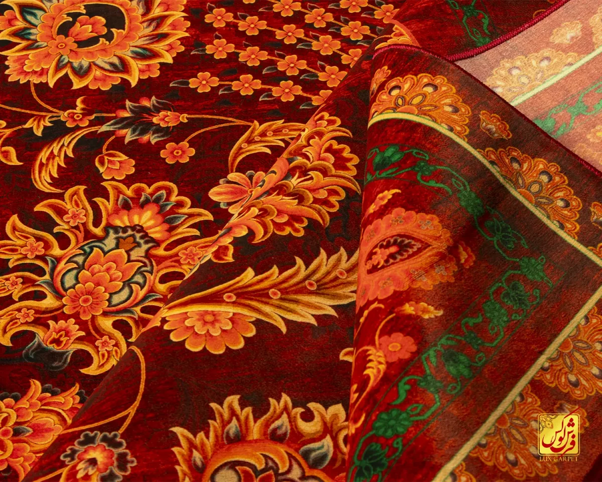 فرش ابریشم ماشینی A1039 سبز لاکی - تصویر 7