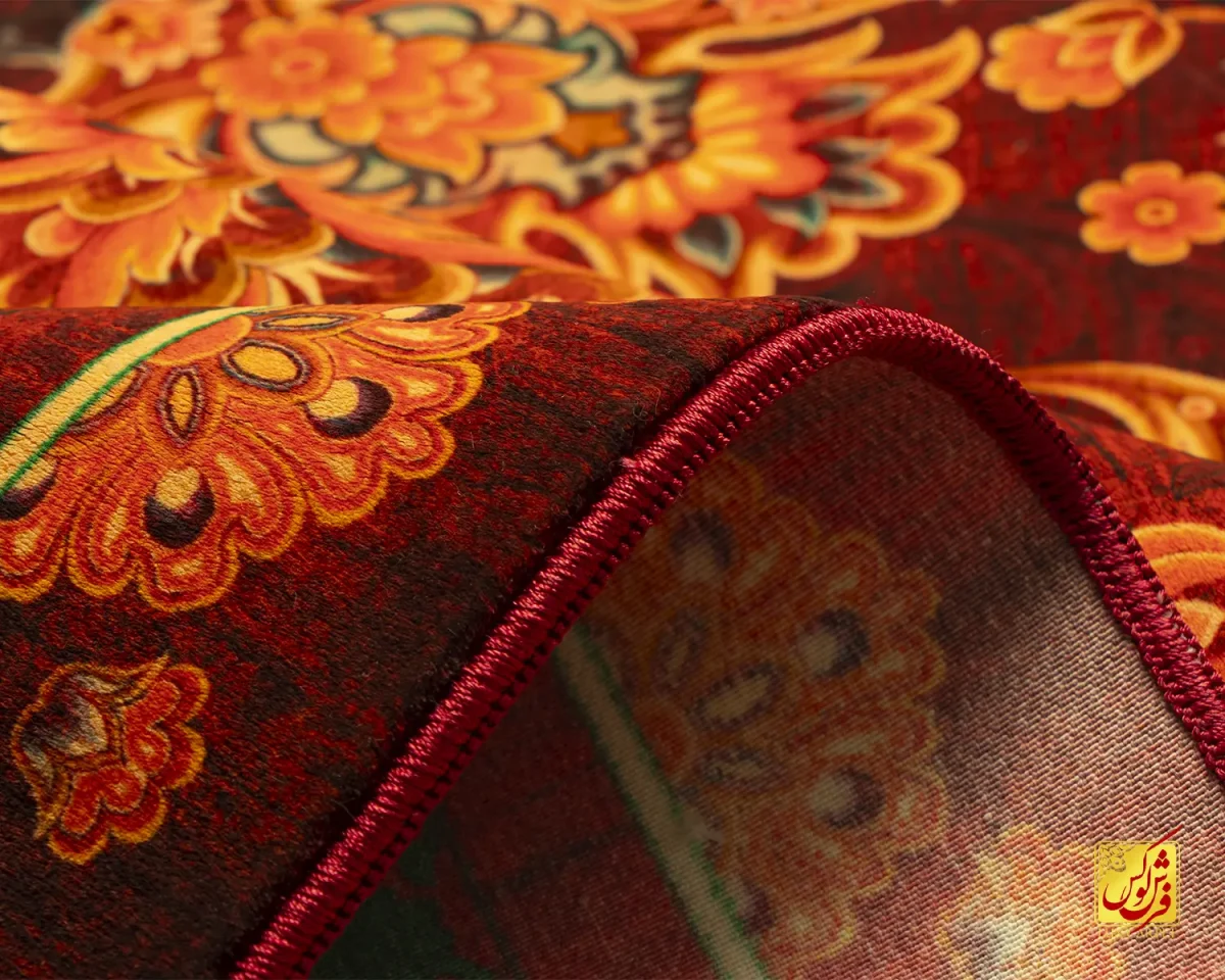 فرش ابریشم ماشینی A1039 سبز لاکی - تصویر 8