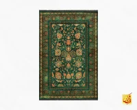 فرش ابریشم ماشینی AJ1041 سبز گلبهی - Image 2