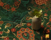 فرش ابریشم ماشینی AJ1041 سبز گلبهی - Image 3