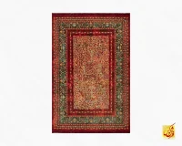 فرش ابریشم ماشینی AJ1066 لاکی کرم - Image 2