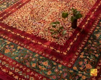 فرش ابریشم ماشینی AJ1066 لاکی کرم