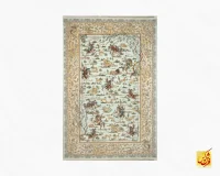 فرش ابریشم ماشینی A1110 آبی کرم - Image 2