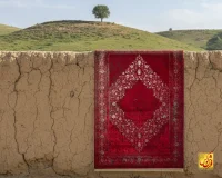 فرش وینتیج 208 لاکی سرمه‌ای