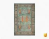 فرش ابریشم ماشینی C1011 آبی نارنجی - تصویر 10