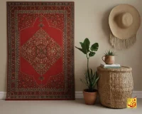 فرش ابریشم ماشینی C1099 لاکی