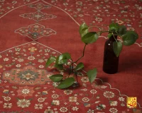 فرش ابریشم ماشینی C1099 لاکی - Image 6