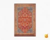 فرش ابریشم ماشینی C1108 آجری آبی - تصویر 2