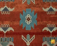 فرش ابریشم ماشینی C1108 آجری آبی - Image 3