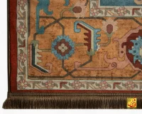 فرش ابریشم ماشینی C1108 آجری آبی - Image 6