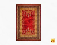 فرش ابریشم ماشینی T1059 لاکی نخودی - تصویر 2