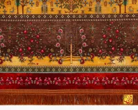 فرش ابریشم ماشینی T1059 لاکی نخودی - تصویر 5