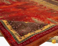 فرش ابریشم ماشینی T1059 لاکی نخودی - تصویر 7