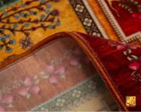 فرش ابریشم ماشینی T1059 لاکی نخودی - تصویر 8