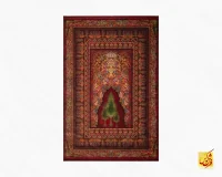 فرش ابریشم ماشینی T1116 لاکی - Image 2
