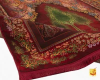 فرش ابریشم ماشینی T1116 لاکی