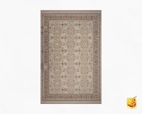 فرش وینتیج vin38 کرم نسکافه‌ای حاشیه سبز - Image 2