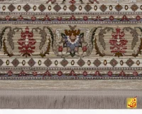 فرش وینتیج vin38 کرم نسکافه‌ای حاشیه سبز - Image 5