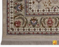 فرش وینتیج vin38 کرم نسکافه‌ای حاشیه سبز - Image 6