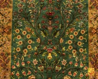 فرش ابریشم ماشینی 202731 طلایی سبز - Image 3
