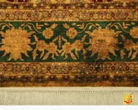 فرش ابریشم ماشینی 202731 طلایی سبز - Image 5