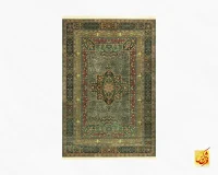 فرش ابریشم ماشینی 202743 سبز آبی - Image 2