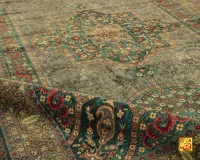فرش ابریشم ماشینی 202743 سبز آبی - Image 7