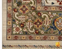 فرش وینتیج 40120 کرم حاشیه سبز - Image 6