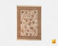 فرش وینتیج 40200 کرم حاشیه سبز - تصویر 2