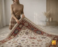فرش وینتیج 4040 کرم حاشیه لاکی