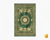 فرش ابریشم ماشینی D1044 سبز کرم - Image 2