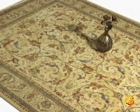 فرش ابریشم ماشینی A1135 کرم