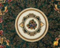 فرش ابریشم ماشینی D1044 سبز کرم - Image 4
