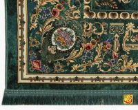 فرش ابریشم ماشینی D1044 سبز کرم - Image 9