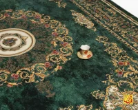 فرش ابریشم ماشینی D1044 سبز کرم - Image 3