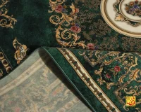 فرش ابریشم ماشینی D1044 سبز کرم - Image 7