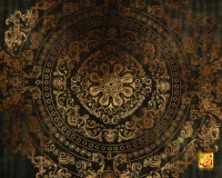 فرش ابریشم ماشینی D1060 ذغالی طلایی - Image 4