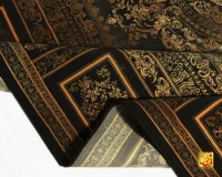 فرش ابریشم ماشینی D1060 ذغالی طلایی - Image 7