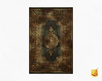 فرش ابریشم ماشینی D1060 ذغالی طلایی - Image 2