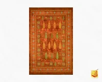 فرش ابریشم ماشینی T1051 نارنجی - تصویر 2