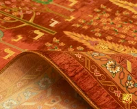 فرش ابریشم ماشینی T1051 نارنجی - تصویر 5