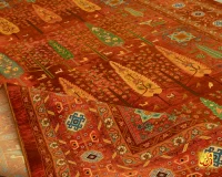 فرش ابریشم ماشینی T1051 نارنجی - تصویر 6