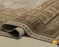فرش ابریشم ماشینی T1061 طوسی - تصویر 4
