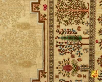 فرش ابریشم ماشینی T1063 کرم - Image 8