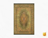 فرش ابریشم ماشینی T1078 سبز - تصویر 2