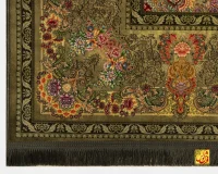 فرش ابریشم ماشینی T1078 سبز - تصویر 9