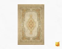 فرش ابریشم ماشینی T1082 کرم طوسی - Image 2