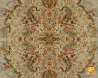فرش ابریشم ماشینی T1082 کرم طوسی - Image 3